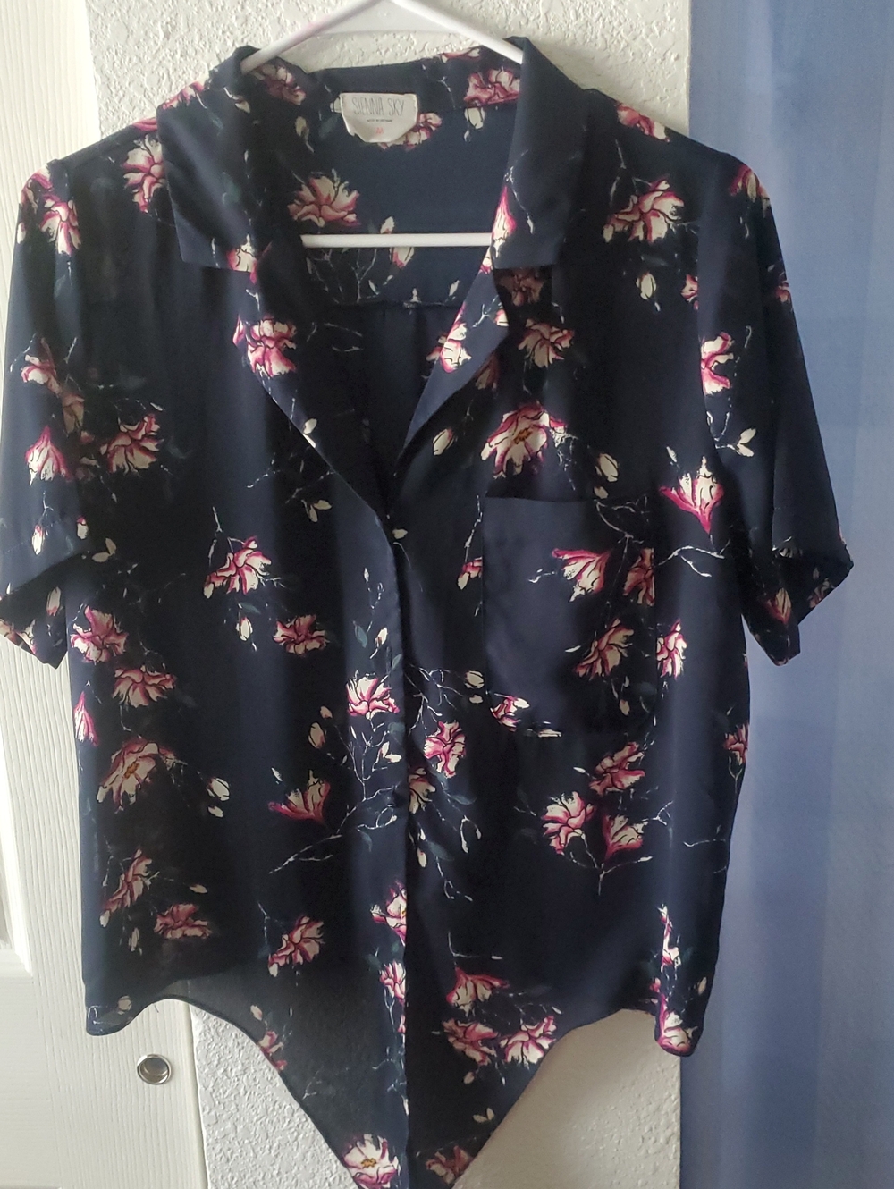Sienna Sky Navy Floral Short-Sleeve Button Down Shirt